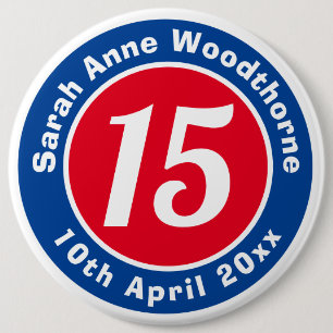 Birthday Commemoration with Name, Age, & Date 6 Cm Round Badge