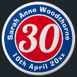 Birthday Commemoration with Name, Age, & Date 6 Cm Round Badge<br><div class="desc">Commemorate a significant birthday with a badge which is decorated with the name of the recipient,  as well as their age,  and date of birth.</div>