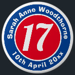 Birthday Commemoration with Name, Age, & Date 6 Cm Round Badge<br><div class="desc">Commemorate a significant birthday with a badge which is decorated with the name of the recipient,  as well as their age,  and date of birth.</div>