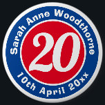 Birthday Commemoration with Name, Age, & Date 6 Cm Round Badge<br><div class="desc">Commemorate a significant birthday with a badge which is decorated with the name of the recipient,  as well as their age,  and date of birth.</div>