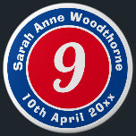 Birthday Commemoration with Name, Age, & Date 6 Cm Round Badge<br><div class="desc">Commemorate a significant birthday with a badge which is decorated with the name of the recipient,  as well as their age,  and date of birth.</div>