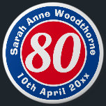 Birthday Commemoration with Name, Age, & Date 6 Cm Round Badge<br><div class="desc">Commemorate a significant birthday with a badge which is decorated with the name of the recipient,  as well as their age,  and date of birth.</div>