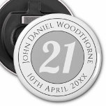 Birthday Commemoration with Name, Age, & Date Bottle Opener<br><div class="desc">Commemorate a significant birthday with a bottle opener which is decorated with the name of the recipient,  as well as their age,  and date of birthday. A special keepsake that is practical too.</div>