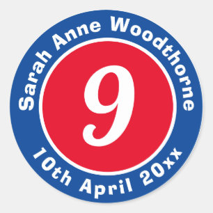 Birthday Commemoration with Name, Age, & Date Classic Round Sticker