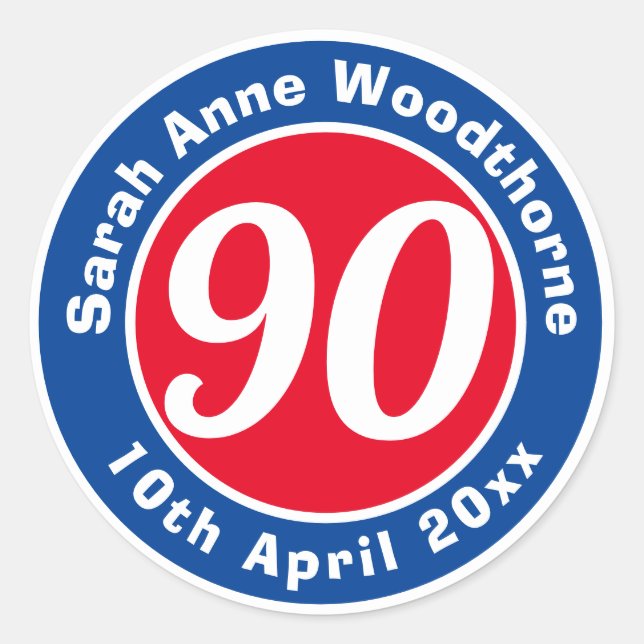 Birthday Commemoration with Name, Age, & Date Classic Round Sticker (Front)