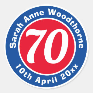 Birthday Commemoration with Name, Age, & Date Classic Round Sticker