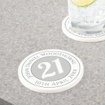 Birthday Commemoration with Name, Age, & Date Coaster<br><div class="desc">Commemorate a significant birthday with a drinks coaster which is decorated with the name of the recipient,  as well as their age,  and date of birthday. A special keepsake that is practical too.</div>