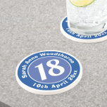 Birthday Commemoration with Name, Age, & Date Coaster<br><div class="desc">Commemorate a significant birthday with a coaster which is decorated with the name of the recipient,  as well as their age,  and date of birth. A special keepsake that is practical too.</div>