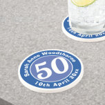 Birthday Commemoration with Name, Age, & Date Coaster<br><div class="desc">Commemorate a significant birthday with a coaster which is decorated with the name of the recipient,  as well as their age,  and date of birth. A special keepsake that is practical too.</div>
