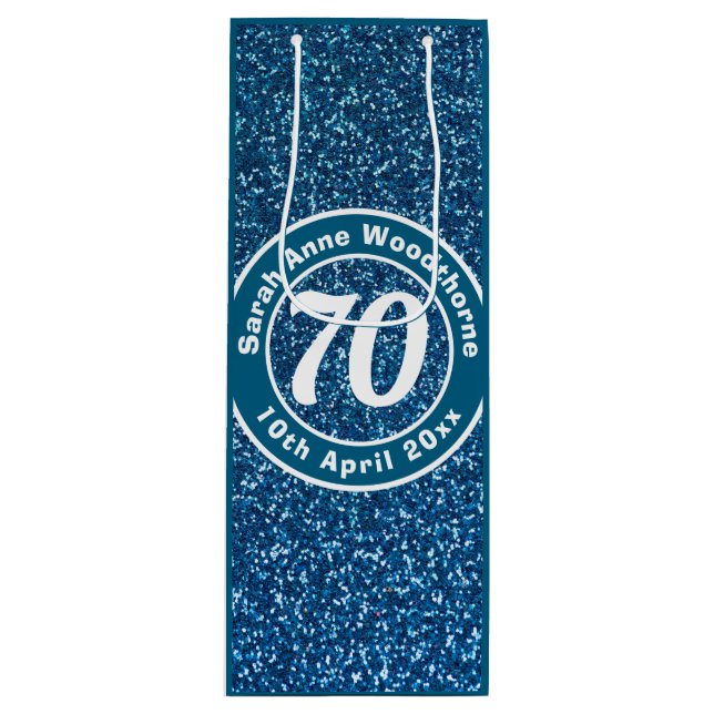 Birthday Commemoration with Name, Age, & Date Wine Wine Gift Bag (Front)