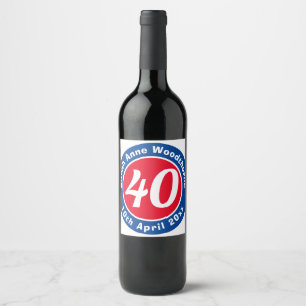 Birthday Commemoration with Name, Age, & Date Wine Wine Label