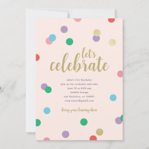 Birthday Confetti Peachy Pink Party Invite
