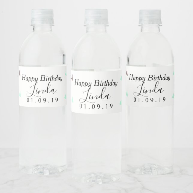 Birthday  Confetti Pink Mix Shapes  Water Bottle Label (Bottles)