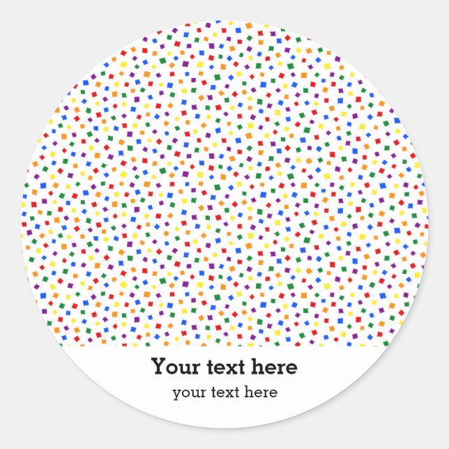 Birthday confetti rainbow classic round sticker (Front)