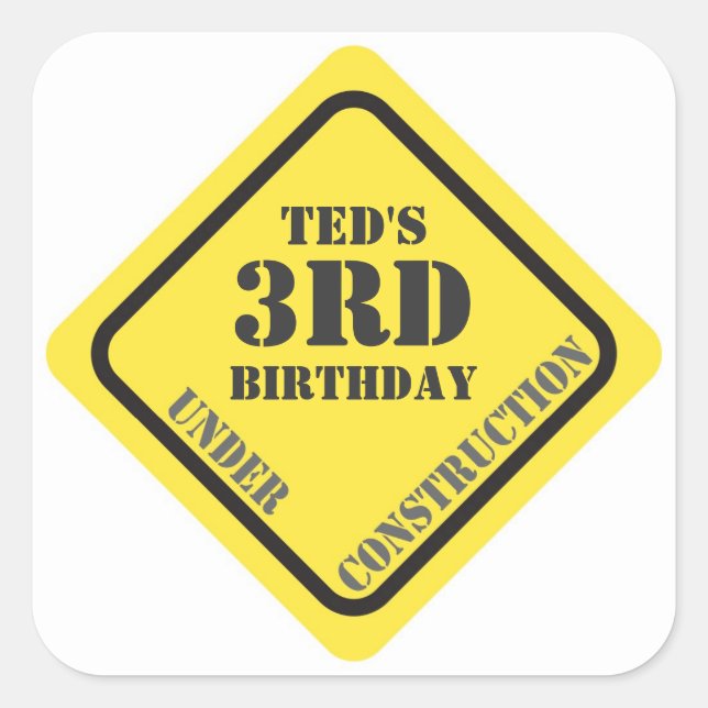 Birthday Construction Sticker (Front)
