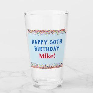 Birthday Cool Blue Colourful Confetti Pint Glass