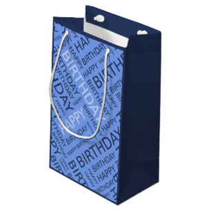 Birthday cool blues custom name small gift bag