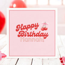 Birthday Coquette Cherries Bows Bubble Letters