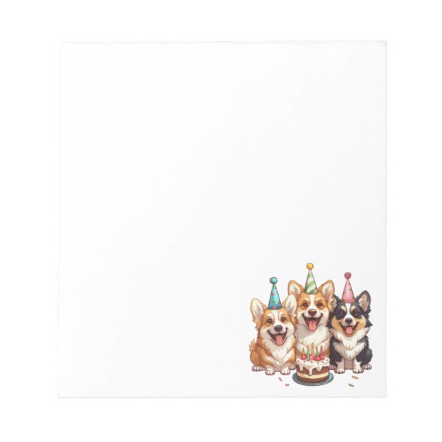 Birthday Corgi Dogs Notepad (Front)