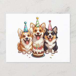 Birthday Corgi Dogs Postcard
