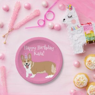 Birthday Corgi  Paper Plate