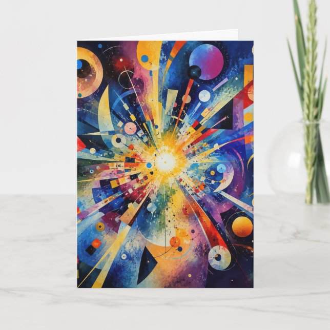 Birthday Cosmic Geometric Explosion Abstract Card (Front)