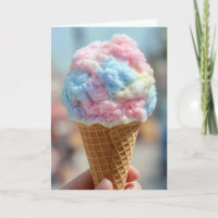 Birthday Cotton Candy in a Waffle Cone