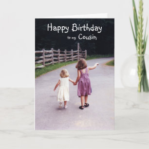 Birthday Cousin Customisable Girls on Country Road Card