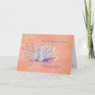 Birthday, Cousin, Water Lily, Religious Card