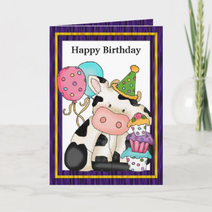 Birthday Cow Greeting Card