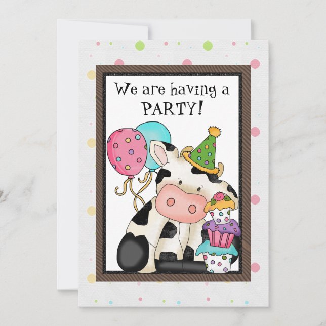 Birthday Cow Invitation (Front)