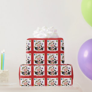 Birthday Cow Party wrapping paper