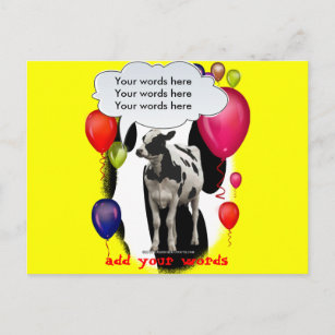 Birthday Cow Theme Party Invitation Postcard