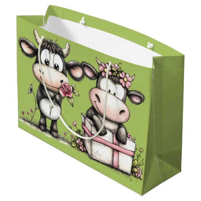 Birthday Cows Large Gift Bag (Back Angled)