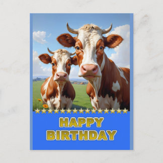 birthday cows postcard