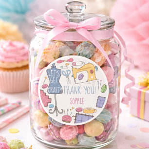 Birthday craft and art thank you classic round sticker