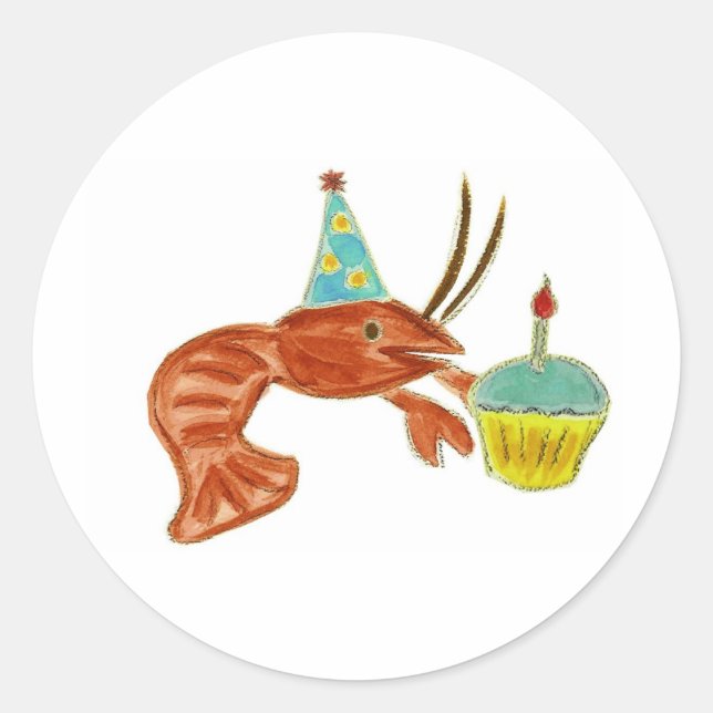 Birthday Crawfish Cupcake Classic Round Sticker (Front)