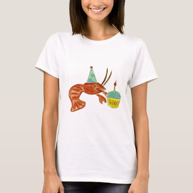 Birthday Crawfish Cupcake T-Shirt (Front)