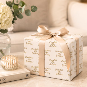 Birthday cream name script minimalist wrapping paper sheet