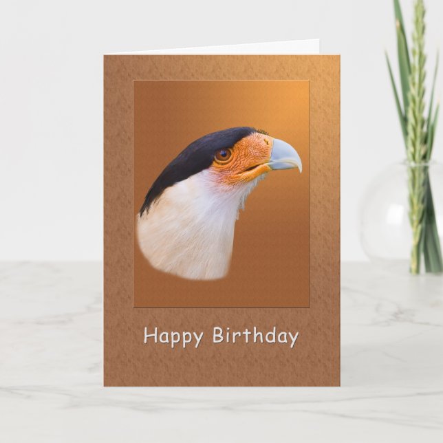 Birthday, Crested Caracara Bird Card (Front)