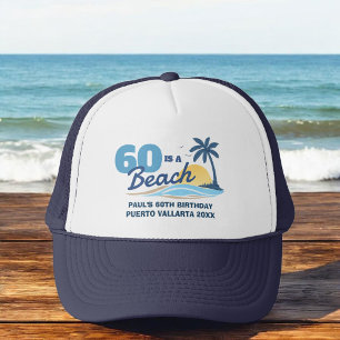 Birthday Crew Retro Sunset Beach  Trucker Hat