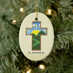 Birthday Cross Personalised Ceramic Tree Decoration