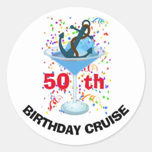 Birthday Cruise Group Custom Anchor Classic Round Sticker