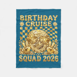 Birthday Cruise Squad 2026 Golden Party Cruising V Fleece Blanket