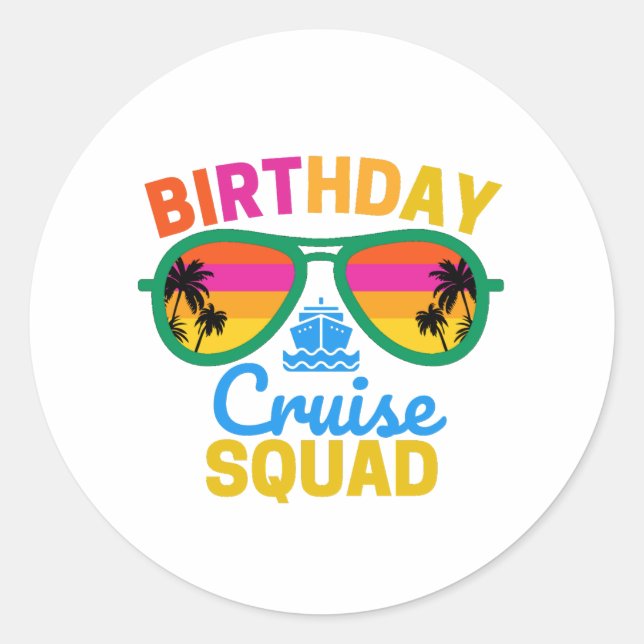 Birthday Cruise Squad Classic Round Sticker (Front)