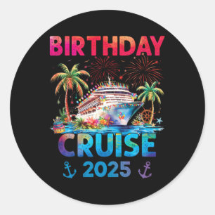 Birthday Cruise Trip Outfits 2025 Uni-adults And K Classic Round Sticker