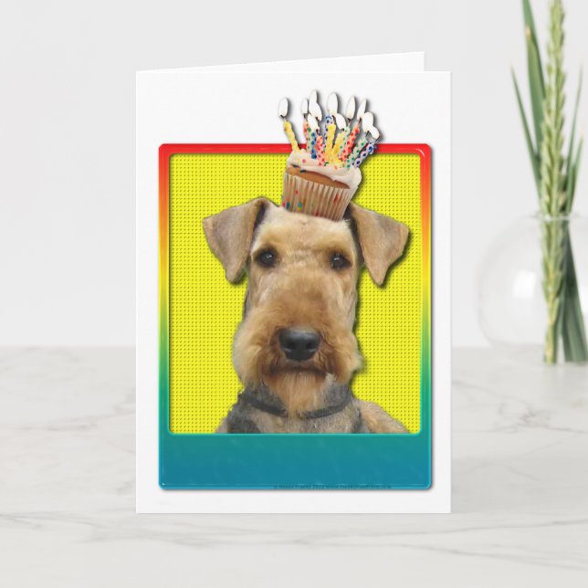 Birthday Cupcake - Airedale Card (Front)