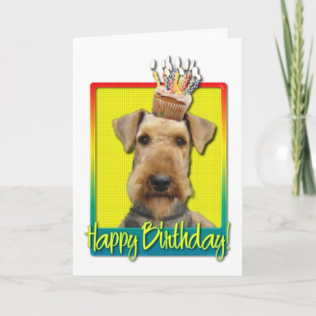 Birthday Cupcake - Airedale Card (Front)