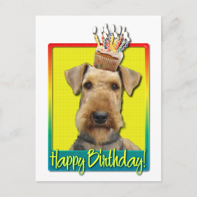 Birthday Cupcake - Airedale Postcard (Front)