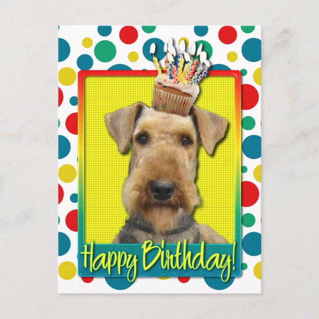 Birthday Cupcake - Airedale Postcard (Front)